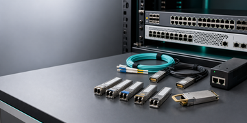 Networking optics, DAC cables, fiber patch cords, and PoE accessories